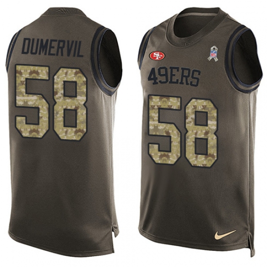 Men's Nike San Francisco 49ers #58 Elvis Dumervil Limited Green Salute to Service Tank Top NFL Jersey - Ujersey