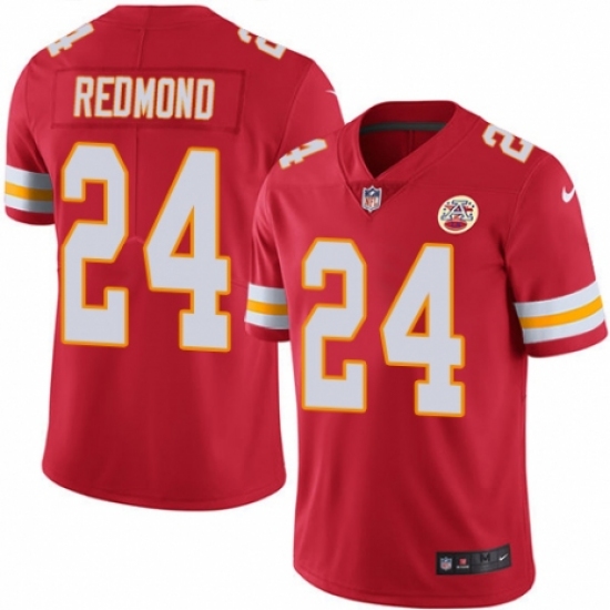Youth Nike Kansas City Chiefs #24 Will Redmond Red Team Color Vapor Untouchable Limited Player NFL Jersey - Ujersey