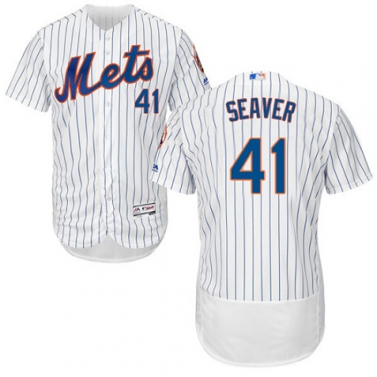Men's Majestic New York Mets #41 Tom Seaver White Home Flex Base Authentic Collection MLB Jersey - Ujersey