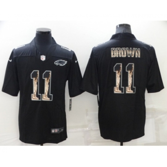 Men's Philadelphia Eagles #11 A. J. Brown Black Statue of Liberty Limited Stitched Jersey - Ujersey