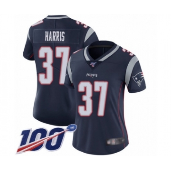 Women's New England Patriots #37 Damien Harris Navy Blue Team Color Vapor Untouchable Limited Player 100th Season Football Jersey - Ujersey