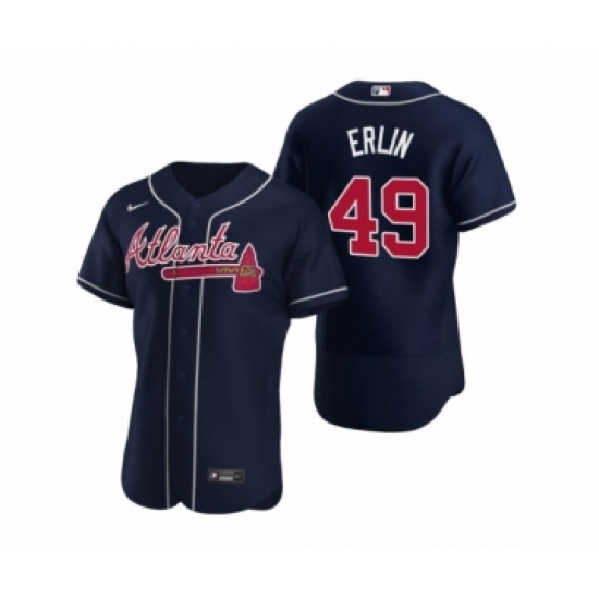 Men's Atlanta Braves #49 Robbie Erlin Nike Navy Authentic Alternate Jersey - Ujersey