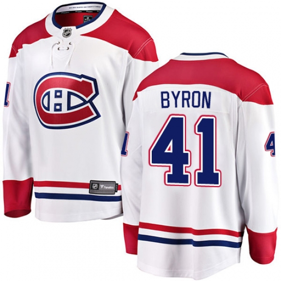Men's Montreal Canadiens #41 Paul Byron Authentic White Away Fanatics Branded Breakaway NHL Jersey - Ujersey