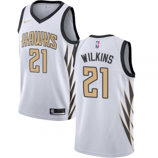 Men's Nike Atlanta Hawks #21 Dominique Wilkins Swingman White NBA Jersey - City Edition - Ujersey