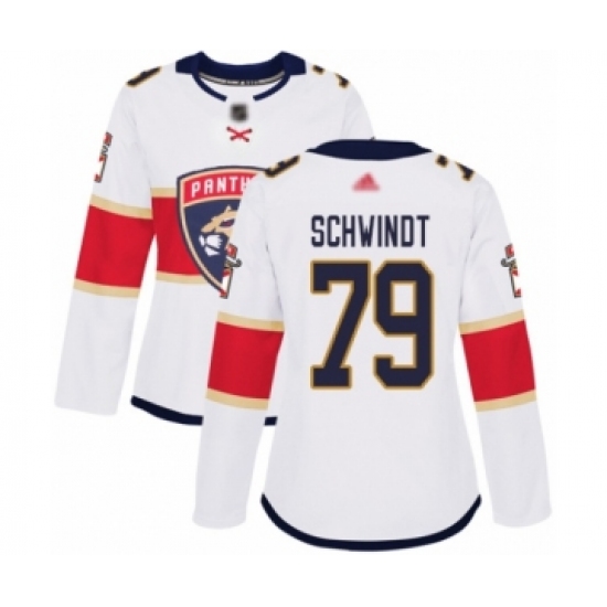Women's Florida Panthers #79 Cole Schwindt Authentic White Away Hockey Jersey - Ujersey