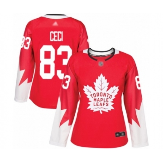 Women's Toronto Maple Leafs #83 Cody Ceci Authentic Red Alternate Hockey Jersey - Ujersey