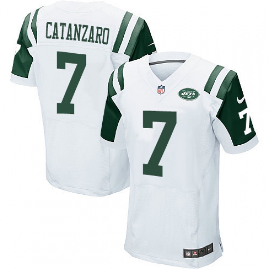 Men's Nike New York Jets #7 Chandler Catanzaro Elite White NFL Jersey - Ujersey
