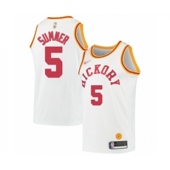 Men's Indiana Pacers #5 Edmond Sumner Authentic White Hardwood Classics Basketball Jersey - Ujersey