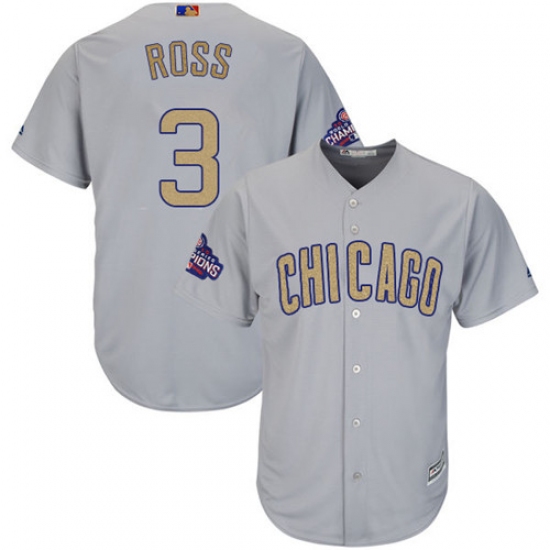 Women's Majestic Chicago Cubs #3 David Ross Authentic Gray 2017 Gold Champion MLB Jersey - Ujersey
