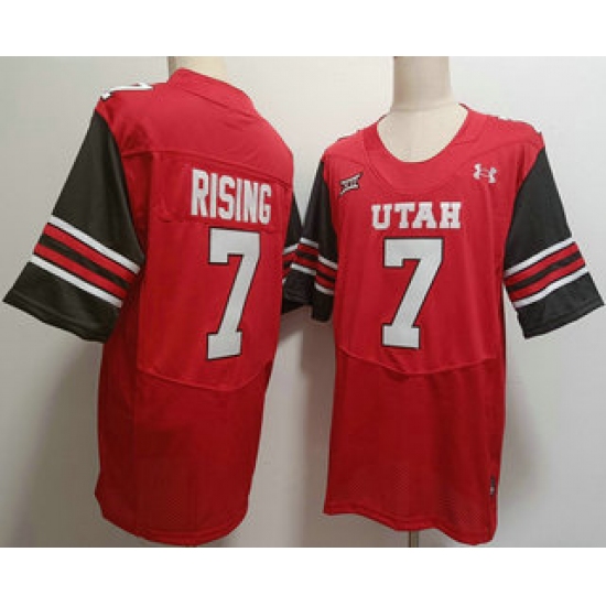 Men's Utah Utes #7 Cameron Rising Red 2024 College Football Jersey - Ujersey