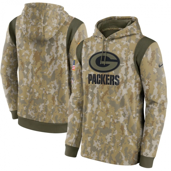 Men's Green Bay Packers Nike Camo 2021 Salute To Service Therma Performance Pullover Hoodie - Ujersey