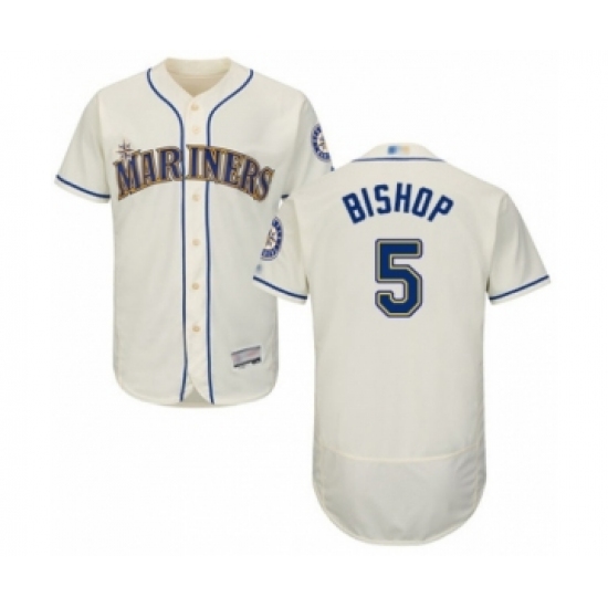 Men's Seattle Mariners #5 Braden Bishop Cream Alternate Flex Base Authentic Collection Baseball Player Jersey - Ujersey