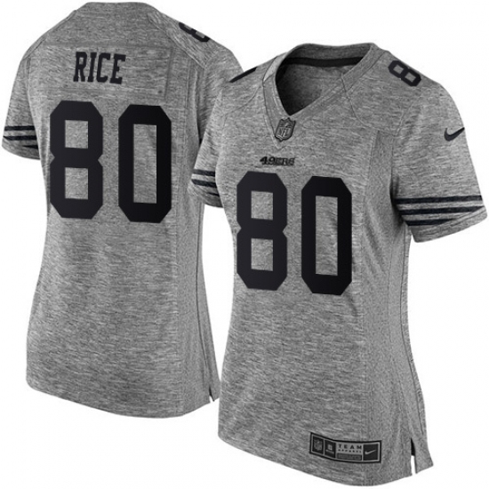 Women's Nike San Francisco 49ers #80 Jerry Rice Limited Gray Gridiron NFL Jersey - Ujersey