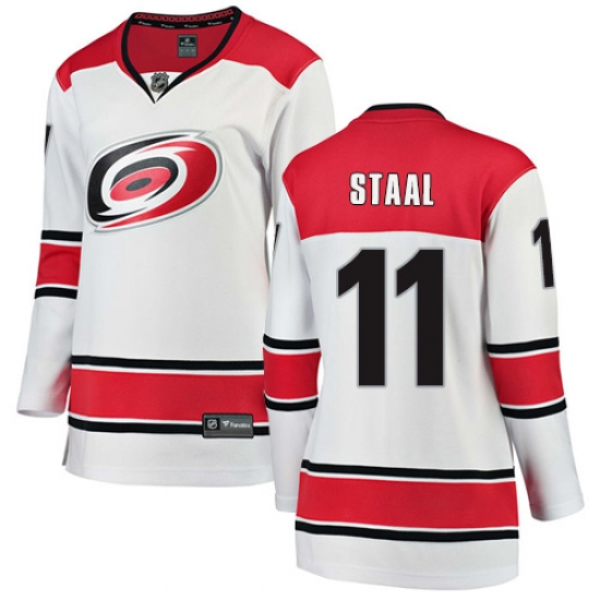 Women's Carolina Hurricanes #11 Jordan Staal Authentic White Away Fanatics Branded Breakaway NHL Jersey