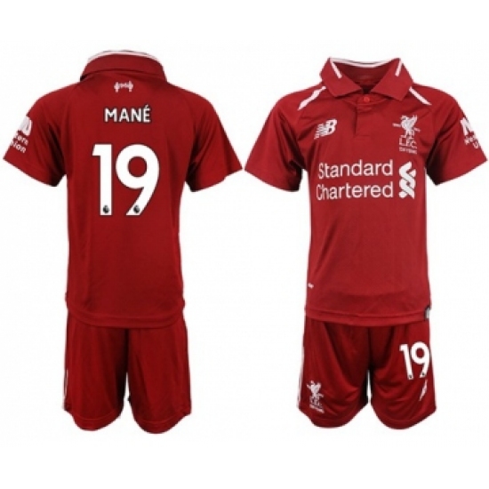 Liverpool #19 Mane Red Home Kid Soccer Club Jersey