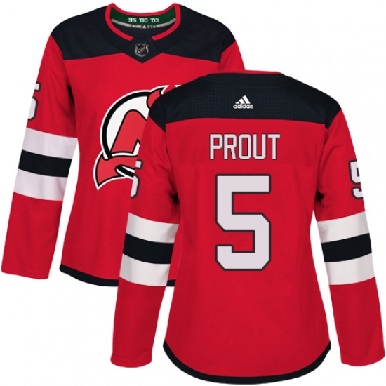 Women's Adidas New Jersey Devils #5 Dalton Prout Authentic Red Home NHL Jersey