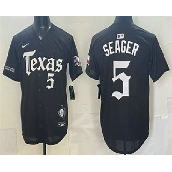 Men's Texas Rangers #5 Corey Seager Black Gothic Mexico 2025 Vapor Premier Limited Jersey - Ujersey
