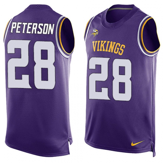 Men's Nike Minnesota Vikings #28 Adrian Peterson Limited Purple Player Name & Number Tank Top NFL Jersey - Ujersey