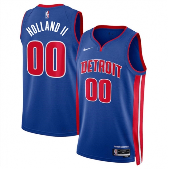 Men's Detroit Pistons #00 Ron Holland II Blue 2024 Icon Edition Stitched Jersey - Ujersey