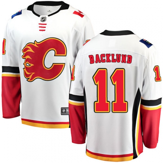 Men's Calgary Flames #11 Mikael Backlund Fanatics Branded White Away Breakaway NHL Jersey - Ujersey
