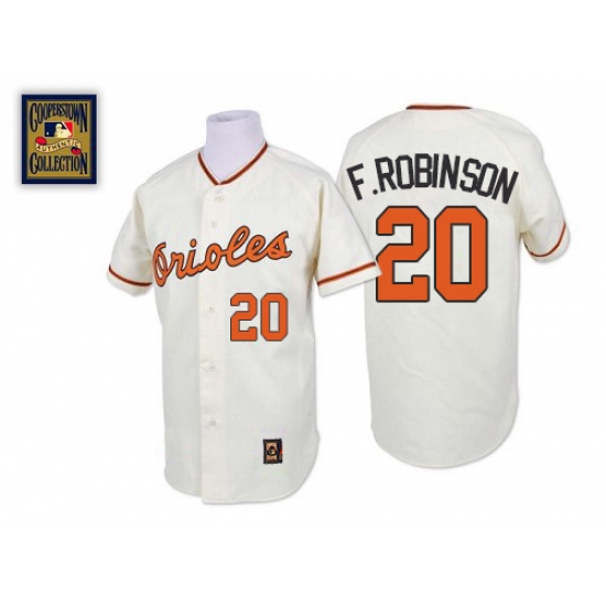Men's Mitchell and Ness Baltimore Orioles #20 Frank Robinson Authentic White Throwback MLB Jersey - Ujersey