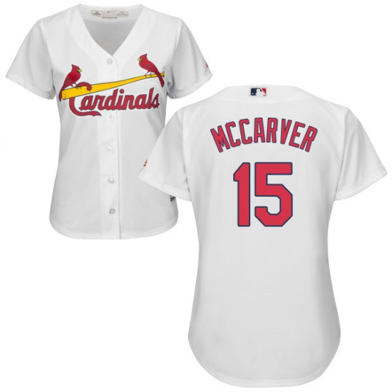 Women's Majestic St. Louis Cardinals #15 Tim McCarver Authentic White Home Cool Base MLB Jersey - Ujersey