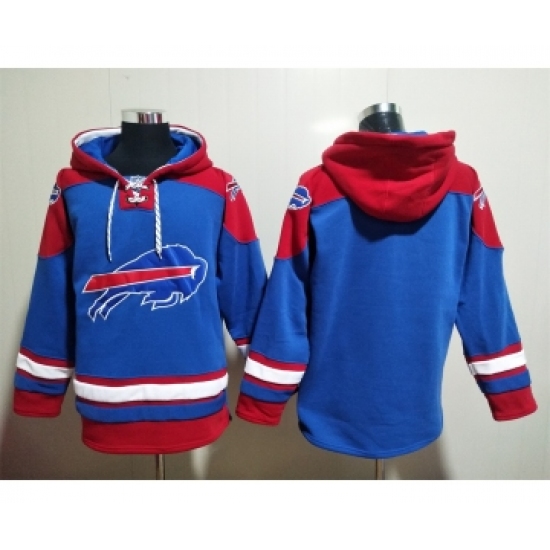 Men's Buffalo Bills Blank Blue Ageless Must Have Lace Up Pullover Hoodie - Ujersey