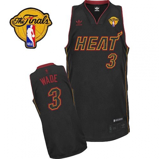 Men's Adidas Miami Heat #3 Dwyane Wade Swingman Black Carbon Fiber Fashion Finals Patch NBA Jersey - Ujersey