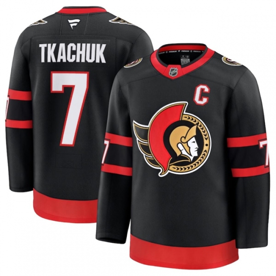 Men's Ottawa Senators #7 Brady Tkachuk Black 2024-25 Home Stitched Hockey Jersey - Ujersey