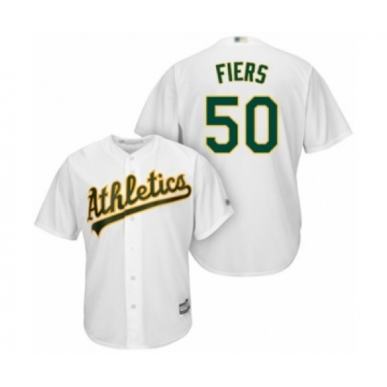 Youth Oakland Athletics #50 Mike Fiers Authentic White Home Cool Base Baseball Player Jersey - Ujersey