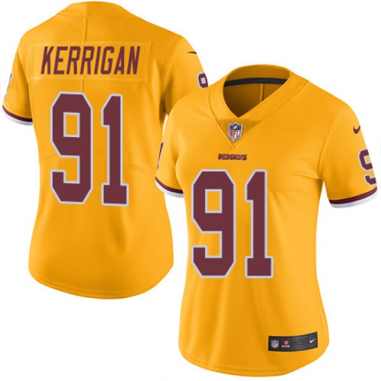 Women's Nike Washington Redskins #91 Ryan Kerrigan Limited Gold Rush Vapor Untouchable NFL Jersey