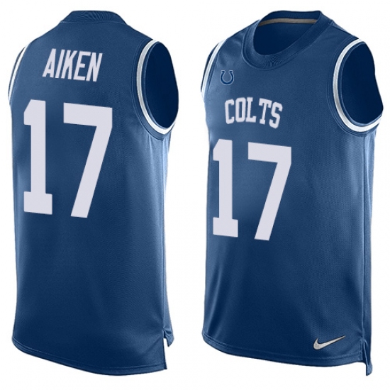 Men's Nike Indianapolis Colts #17 Kamar Aiken Limited Royal Blue Player Name & Number Tank Top NFL Jersey - Ujersey