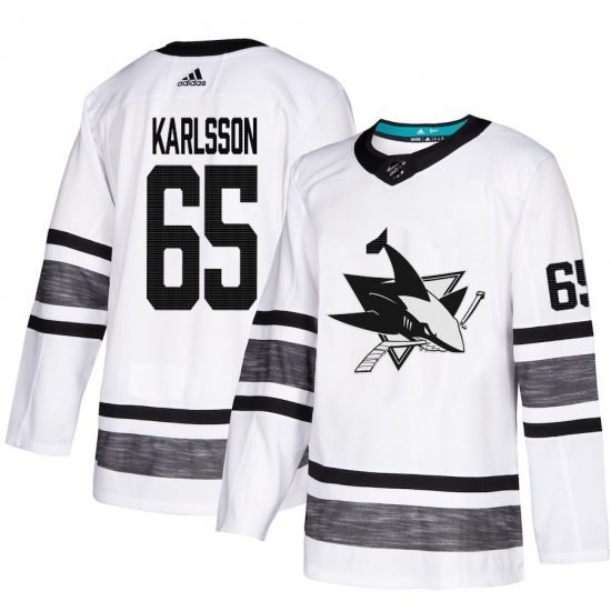 Men's Adidas San Jose Sharks #65 Erik Karlsson White 2019 All-Star Game Parley Authentic Stitched NHL Jersey - Ujersey