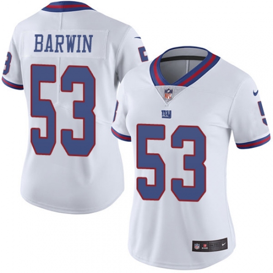 Women's Nike New York Giants #53 Connor Barwin Limited White Rush Vapor Untouchable NFL Jersey - Ujersey