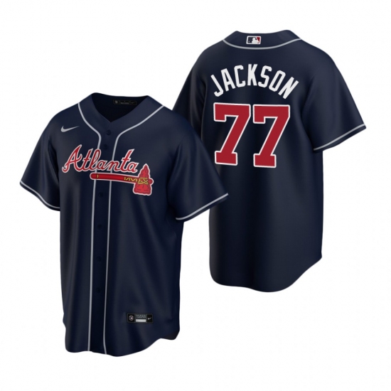Men's Nike Atlanta Braves #77 Luke Jackson Navy Alternate Stitched Baseball Jersey - Ujersey