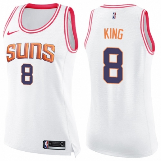 Women's Nike Phoenix Suns #8 George King Swingman White/Pink Fashion NBA Jersey - Ujersey