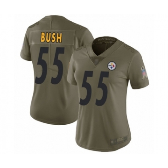Women's Pittsburgh Steelers #55 Devin Bush Limited Olive 2017 Salute to Service Football Jersey - Ujersey