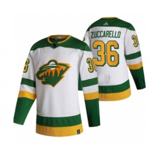 Men's Minnesota Wild #36 Mats Zuccarello White 2020-21 Reverse Retro Alternate Hockey Jersey - Ujersey