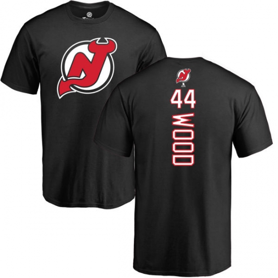 NHL Adidas New Jersey Devils #44 Miles Wood Black Backer T-Shirt - ujerseystore