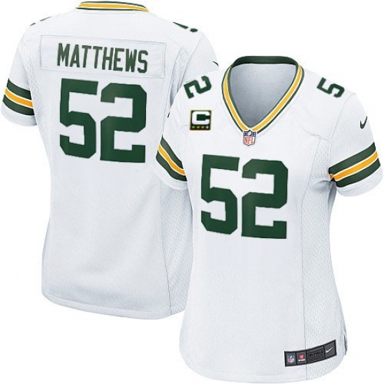Women's Nike Green Bay Packers #52 Clay Matthews Elite White C Patch NFL Jersey - Ujersey