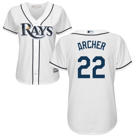 Women's Majestic Tampa Bay Rays #22 Chris Archer Replica White Home Cool Base MLB Jersey - Ujersey