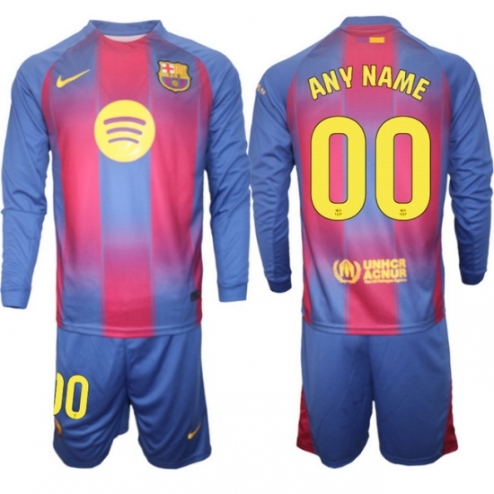 Men FC Barcelona 2026 Soccer Jerseys Red Long CUSTOM