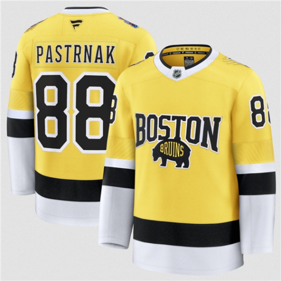 Men's Boston Bruins #88 David Pastrnak Gold 2026 Stadium Series Stitched Hockey Jersey - Ujersey