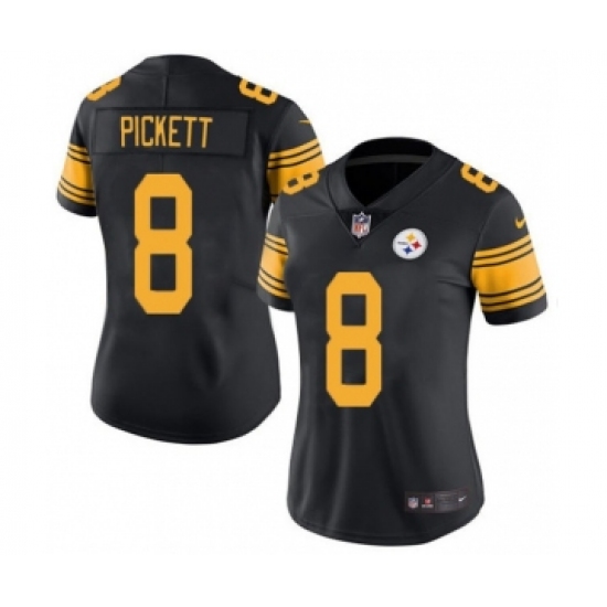 Women's Pittsburgh Steelers #8 Kenny Pickett Black Color Rush Limited Stitched Jersey(Run Small) - Ujersey