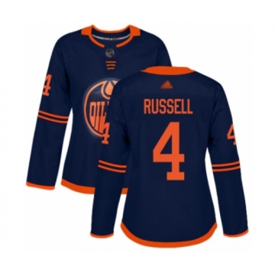 Women's Edmonton Oilers #4 Kris Russell Authentic Navy Blue Alternate Hockey Jersey - Ujersey