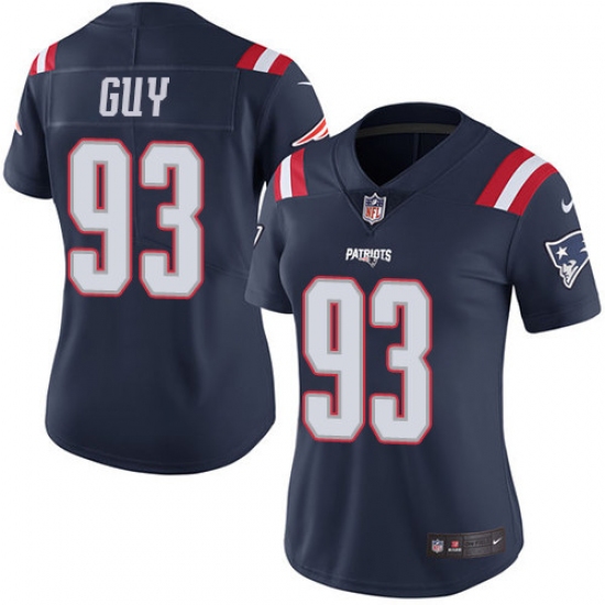 Women's Nike New England Patriots #93 Lawrence Guy Limited Navy Blue Rush Vapor Untouchable NFL Jersey - Ujersey
