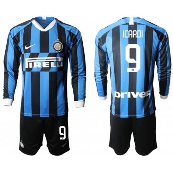 Inter Milan #9 Icardi Home Long Sleeves Soccer Club Jersey