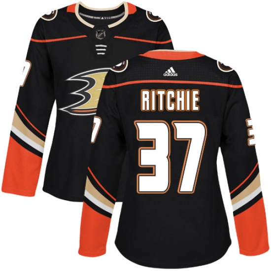 Women's Adidas Anaheim Ducks #37 Nick Ritchie Authentic Black Home NHL Jersey - Ujersey