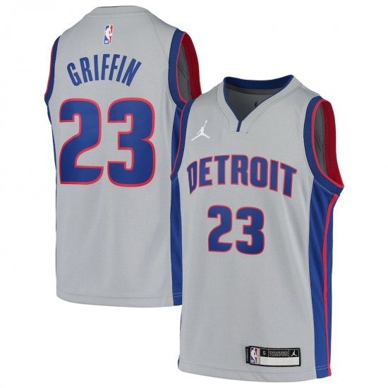 Youth Detroit Pistons #23 Blake Griffin Jordan Brand Gray 2020-21 Swingman Jersey - Ujersey