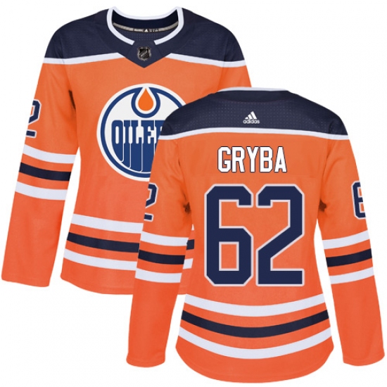 Women's Adidas Edmonton Oilers #62 Eric Gryba Authentic Orange Home NHL Jersey - Ujersey